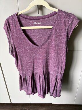 Susina Heathered Plum Peplum V-Neck Top